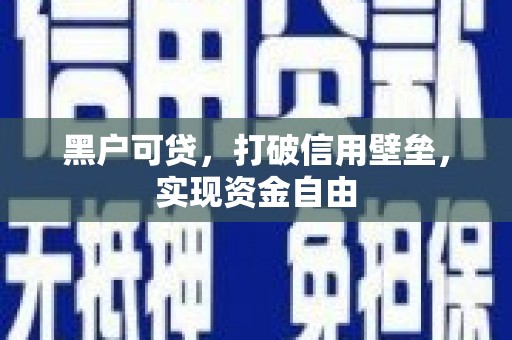 竹南黑户可贷，打破信用壁垒，实现资金自由